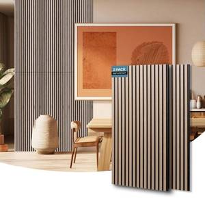 lot 6146 image: AKUMAX 2 Pack 1.4in Thick Acoustic Panels,Wood Slat for Wall and Ceiling-Art Acoustic Foam Panels 96x24Inches 3D Wall Panels High Density Sound Dampening Panels (Walnut, 2pcs-24in48in)
