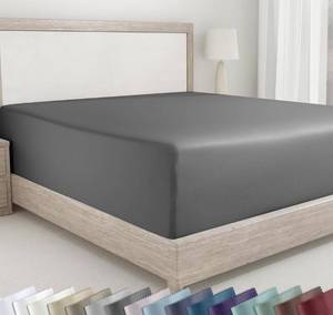 lot 6153 image: California Design Den Full Bed Fitted Sheet, Soft 400 Thread Count 100% Cotton Deep Pocket Bottom Sheet, Durable Sateen Weave Sheet for Adults (Full, Grey)
