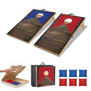 Portable 2 ft x 1 ft Cornhole Board Set with 6 Bean Bags Foldable Corn Hole Games for Adults and Kids Indoor or Outdoor Corn Hole Toss Games Backyard Tarvel(Dark Wood)