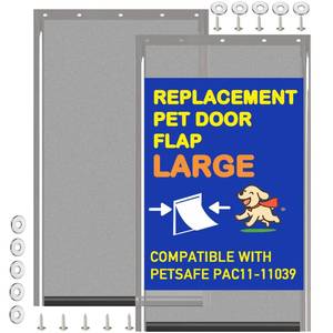 lot 6164 image: 2 Pack Large Dog Door Replacement Flaps with Screws and 304 Stainless Steel Washers, for PetSafe Freedom Doggie Doors PAC11-11039, 10 18 x 16 78, (No Metal Bracket Included, Smoky Translucent)