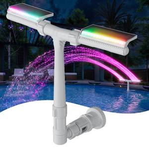 lot 6166 image: POOLHACKER Solar Pool Fountain with 10-Color LED Lights, Newly Refined Streamlined Design, Auto Dusk Sensor & Timer, Remote Control, Dual-Head Adjustable Spray for Above & Inground Pools