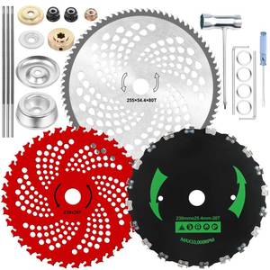 lot 6180 image: QLOUNI 10 x 80T Brush Cutter Blade for Weedeater, 9 x 20T Chainsaw Tooth Brush Blades and 9 x 36T Carbide Tipped Blade, Brush Cutter Attachment, Compatible with Husqvarna, Stihl and More
