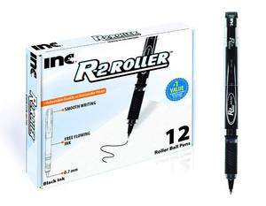 lot 6191 image: Inc. R2 Rollerball Pens - 0.7 mm Medium-Point Pen Set With Comfort Grip for School, Office, Writing, and Journaling, 12 Pack, Black Ink