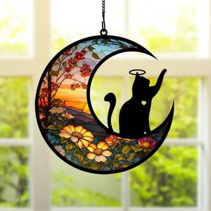 lot 6192 image: BamLue Cat Memorial Suncatcher for Windows Memorial Ornament, Pet Sympathy Gift to Memorialize the Loss, Cat Sun Catchers with Personalized Decorations in Loving Memory for Loss Cat