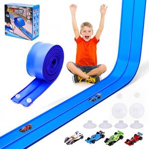 lot 6207 image: FUTESI Flexible Race Car Track for Kids 15 Ft Flex Tracks Starter Set Compatible with Diecast 164th Cars Portable Rolls Up Race Tracks with Strong Suction Cups Birthday Gifts for Boys Girls Ages 3