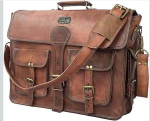 lot 6214 image: cuero Leather Messenger Bag for Men, 18 Inch Laptop Crossbody, Handmade Leather Shoulder Satchel Bag for Men, Full Grain Business Briefcase for OfficeWorkTravel - Vintage Brown