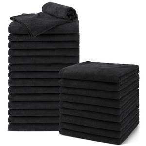 lot 6240 image: UNIMADE Salon Towels 24 Pack, Microfiber Barber Towels Bulk, (16x29 inches) Hair-Drying Cloth Super Soft Black Hand Cloth for Gym, Bath, Spa Use and Home Beauty Care(Not Bleach Proof)