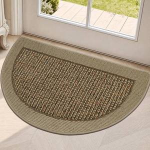 lot 6246 image: FLOORHUG Dirt Trapper Door Mats 17x30, Half Circle Entryway Rugs Non-Slip Washable, Dirt Resist and Absorbent Doormat Low Profile Entrance Mat Floor Mats for Front Back Door, Beige