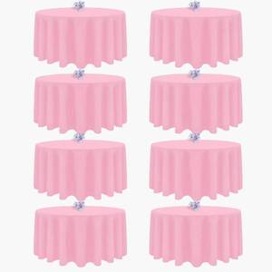lot 6247 image: pepmily 8 Pack Pink Round Tablecloth 90 Inch Round Table Cloth, Wrinkle Resistant and Washable Tablecloth Polyester Fabric Table Cloth Round Cover for Dining Wedding Banquet Party