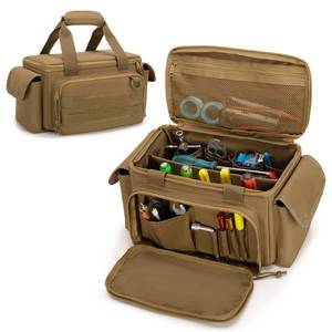 lot 6248 image: Rexmica Small Tool Bag with Anti-friction and Thick Padded Bottom, Tool Storage Organizer for Men, Tactical Bag, Range Bag, Multi-functional Work Tote for Repairman, Electrician, Carpenters (Khaki)
