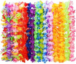lot 6249 image: Arrowom 24pcs Hawaiian Leis Bulk Luau Party Silk Flower Necklace Colorful Tropical Hawaiian Bulk Hula Dance Party Decor Flower Leis Summer Beach Pool Party Decorations Favors Supplies