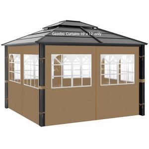 lot 6263 image: Gazebo Privacy Curtains 10 x 12 with PVC Windows, 4-Panels Side Wall with Zipper Universal Replacement for Patio, Outdoor Canopy, Garden and Backyard