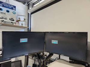 lot 51 image: Samsung 2 Monitor Lot Dual Display Setup with stand