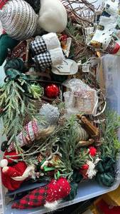 lot 318 image: Holiday Decoration Lot Ornaments Garland Stockings Wreath