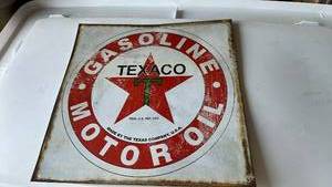 lot 341 image: Texaco Motor Oil Gasoline Advertising Sign
