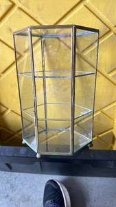 lot 346 image: Hexagonal Glass Display Case with Brass Frame