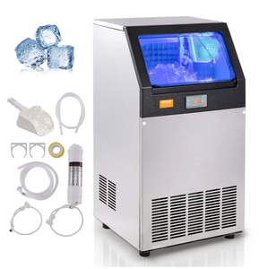 lot 17950 image: VEVOR Commercial Ice Maker, 100lbs24H, Ice Maker Machine, 55 Ice Cubes in 12-15 Minutes, Freestanding Cabinet Ice Maker with 33lbs Storage Capacity LED Digital Display, for Bar Home Office Restaurant - Retail $420