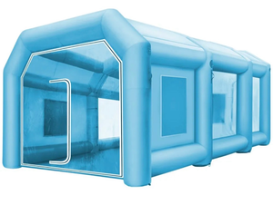 lot 17951 image: VEVOR 39.3x16.4x13.1Ft Inflatable Spray Booth Custom Tent Paint Booth Inflatable With Blowers - Retail $1,135