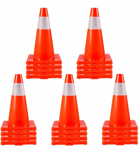 lot 17962 image: VEVOR 20Pack 18 Traffic Cones, Safety Road Parking Cones PVC Base, Orange Traffic Cone with Reflective Collars, Hazard Construction Cones for Home Traffic Parking - Retail $150
