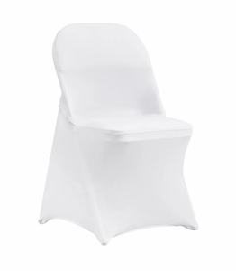lot 17987 image: VEVOR Stretch Spandex Folding Chair Covers, Universal Fitted Chair Cover, Removable Washable Protective Slipcovers, for Wedding, Holiday, Banquet, Party, Celebration, Dining (50PCS White) - Retail $70