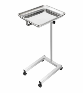 lot 17996 image: VEVOR Lab Cart Stainless Steel Mayo Tray Stand 18x14 Inch Trolley Mayo Stand Adjustable Height 32-51 Inch Instrument Tray wRemovable Tray & 4 Omnidirectional Wheels for Home Equipment Personal Care - Retail $50