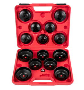 lot 18001 image: VEVOR Oil Filter Socket Set, 14 Pcs Oil Filter Wrench Set, Sturdy Steel Oil Filter Socket, 38 Oil Filter Socket, Low Profile Oil Filter Socket Set For Easy Access, Oil Filter Wrench Cap Set - Retail $49