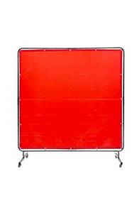 lot 18045 image: VEVOR Welding Screen with Frame, 6 x 6 Welding Curtain Screen, Flame-Resistant Vinyl Welding Protection Screen on 4 Swivel Wheels (2 Lockable), Moveable & Professional for WorkshopIndustrial, Red - Retail $50