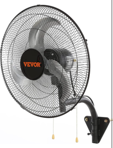 lot 18054 image: VEVOR 18 inch Wall Mount Fan Oscillating, 3-speed High Velocity Max. 4000 CFM Industrial Wall Fan for Indoor, Commercial, Residential, Warehouse, Greenhouse, Workshop, Basement, Black, ETL Listed - Retail $65