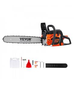 lot 21272 image: VEVOR Gas Chainsaw, 58CC 20 3.22HP, Gasoline Powered Chain Saw, Handheld Cordless Petrol Chainsaws for Tree Wood Branch Cutting, Tree Trimming, Land Clearing, Farm Garden Ranch Forest Cutting Use - Retail $105