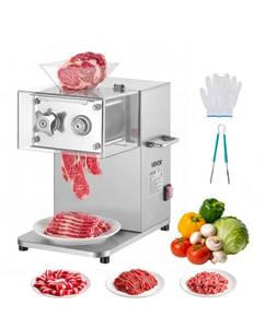 lot 21284 image: VEVOR Meat Cutting Machine, 850W Commercial Slicer, 5mm Heavy Duty Stainless Steel Blade Shredder for Boneless Meat Soft Vegetables, Electric Food Slicers for Kitchen Restaurant Supermarket - Retail $275