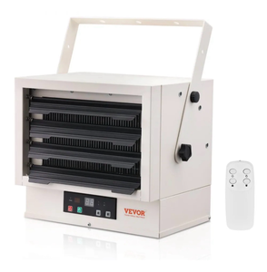 lot 21346 image: VEVOR Electric Garage Heater, 7500-Watt Digital Fan-Forced WallCeiling Mount Shop Heater, with Remote Control Overheat Protection, Hardwired Heater with 9-Hour Timer, Ideal for Workshop, ETL Listed - Retail $155