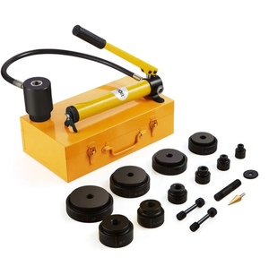 lot 21351 image: VEVOR Hydraulic Knockout Punch Kit, 15 Ton 12 to 4 Conduit Hole Cutter Set, KO Tool Kits with Puncher 10 Piece, Metal Sheet Driver Tools, For Aluminum, Brass, Stainless Steel, Fiberglass and Plasti - Retail $150