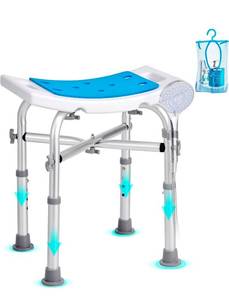 lot 21358 image: VEVOR Shower Chair for Inside Shower, Adjustable Height Shower Stool with Crossbar Support, Shower Seat for Shower Tub, Non-Slip Bench Bathtub Stool Seat for Elderly Disabled Adults Handicap, 500 lbs - Retail $0
