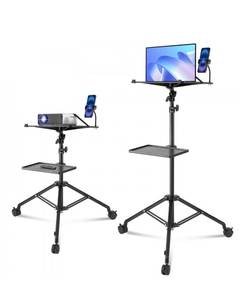 lot 21360 image: VEVOR Projector Stand with Wheels, Laptop Stand Tripod Adjustable Height from 31.3 to 67.3, Projector Tripod Stand with 2 Trays & Gooseneck Phone Holder, for Outdoor Movies, Home, Office or Studio - Retail $0
