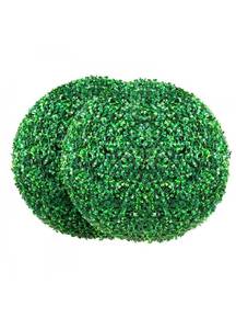 lot 21388 image: VEVOR Artificial Topiaries Boxwood Trees, 16 Tall (2 Pieces), Ball-Shape Faux Topiaries Plant, All-year Green Feaux Plant Decorative Balls for Backyard, Balcony,Garden, Wedding and Home D�cor - Retail $0