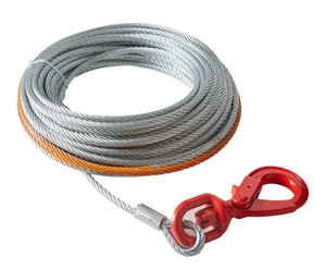 lot 21405 image: VEVOR Galvanized Steel Winch Cable, 38 Inch x 100 Feet 15,200 lbs Breaking Strength, Wire Winch Rope with Swivel Hook, Towing Cable Heavy Duty, Universal Fit for SUV, Large Off-Road Vehicle, Truck - Retail $75