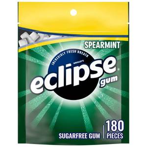 lot 7687 image: Eclipse Spearmint Chewing Gum Sugar Free Mint Gum 180 ct Bulk Pack for Offices and On The Go Travel BB 92024