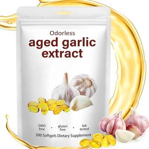 lot 7701 image: Odorless Aged Garlic Extract Softgels, 300 Softgels, Garlic Dietary Supplement BB 122027