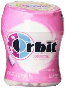 lot 7707 image: Orbit Bubble Gum Cups, Bubble Mint, 55 pieces bottle, 2.7 Ounce (Pack of 6) - BB MAR 2024