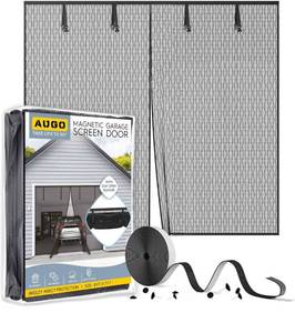 AUGO Garage Door Screen Magnetic Closure - Garage Screen Doors for 1 Car Garage Pull Down - Magnetic Screen Door Mesh - Heavy Duty Weighted Bottom- Pet & Kid Friendly - Keep Open Feature - 8' x 7'