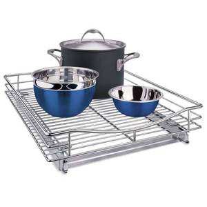 lot 7005 image: Lynk Professional 17 x 21 Slide Out Cabinet Organizer - Pull Out Under Cabinet Sliding Shelf Chrome-Plated Kitchen Storage