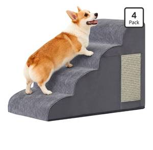 lot 7014 image: Dog Stairs for Small Dogs, 4-Step Dog Ramp for Bed 19.7 H, Dogs Steps for Bed, Couch, Pet Stairs