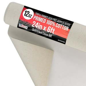 lot 7025 image: U.S. Art Supply 24  Wide x 2 Yards (6 Feet) Long Unstretched Canvas Roll - 100% Cotton  12-Ounce Triple Primed Gesso  Acid-Free - Pro Artist Quality  Oil & Acrylic Painting  Murals  Backdrop  Cut Size