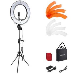 lot 7034 image: NEEWER Ring Light 18inch Kit 55W 5600K Professional LED with Stand and Phone Holder, Soft Tube & Bag for Tattoo Lash Extension Barber Makeup Artist Studio Video Photography Lighting, RL-18