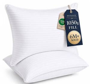 lot 7048 image: Beckham Hotel Collection Bed Pillows StandardQueen Size Set of 2 - Original Soft Down Alternative Pillow for Sleeping - Soft Support for Back, Stomach or Side Sleepers