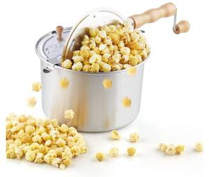 lot 7052 image: Cook N Home Stovetop Popcorn Popper 6 Quart - Hand Crank Popcorn Maker