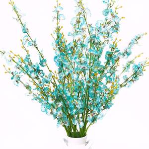 lot 7053 image: MISSWARM 10 PCS Dancing Lady Orchids Butterfly Artificial Flowers, 38 Inches Silk Artificial Flower Fake Flowers for Wedding and Home Decoration (Teal Blue)