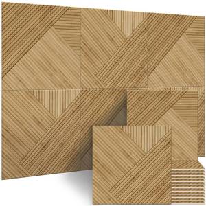 lot 7054 image: BUBOS 6 Pack Acoustic Wall Panels - High-Density Polyester Sound Absorbing Panels, Decorative Wood Print Treatment for Recording Studio &amp Home Office, Peel and Stick, 23.6 x 23.6 (Gray)
