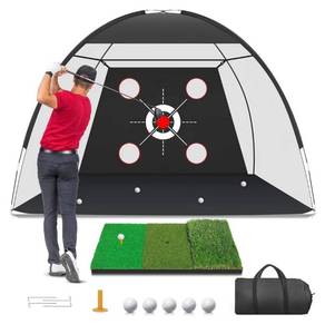 lot 7058 image: Golf Practice Mat, Hitting Aid Nets for Backyard Driving Chipping Training Swing with Targets Outdoor or Indoor