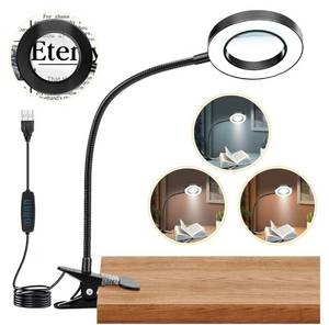 lot 7192 image: 10X Magnifying Glass with Light, Clip on Mganifier with Light, 48 LED Desk Magnifying Glass